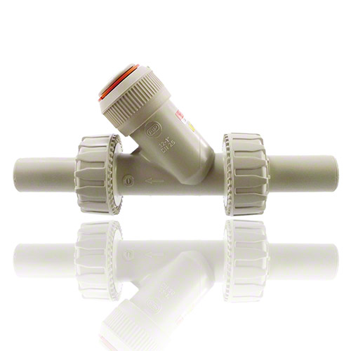 PP R&uuml;ckschlagventil, Verschraubung mit PP-LS-Stutzen, FPM