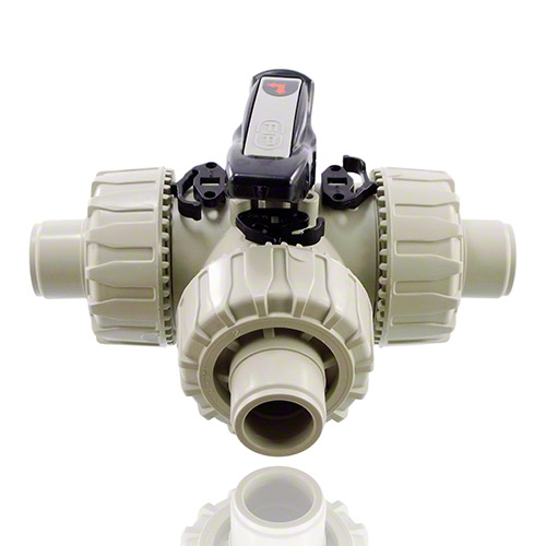 PP Kugelhahn 3-Wege, L-Bohrung, Schwei&szlig;stutzen, FPM