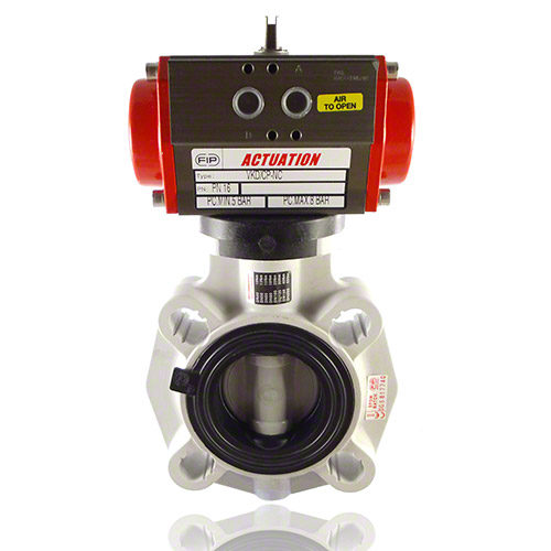 PVC C 2/2-Wege-Industrie-Absperrklappe, pneumatische Ausf&uuml;hrung