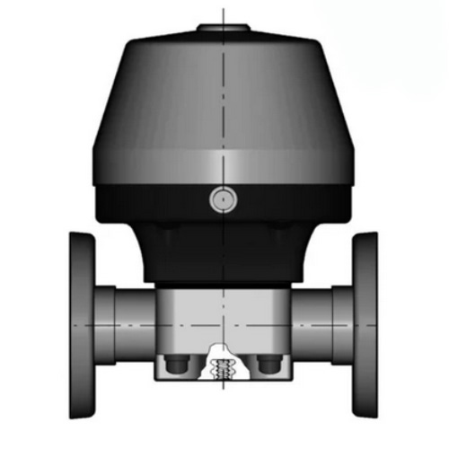 PVDF 2/2-Wege-Membranventil, Flanschausf&uuml;hrung,NC, PTFE/EPDM, Typ 485