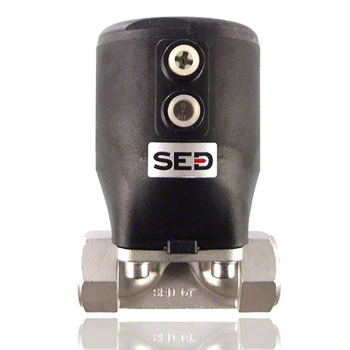 2/2-Wege-Edelstahl-Membranventil, Funktion NC, Steuerluftanschluss 90&deg; zum Durchfluss