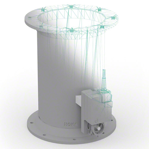 PP Regelklappe mit&nbsp; Flanschen vorgerichtet f&uuml;r Stellmotor, Ausf&uuml;hrung 2 mit Anschlag f&uuml;r Klappenblatt